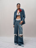 Carnivorous Rose Denim Blazer
