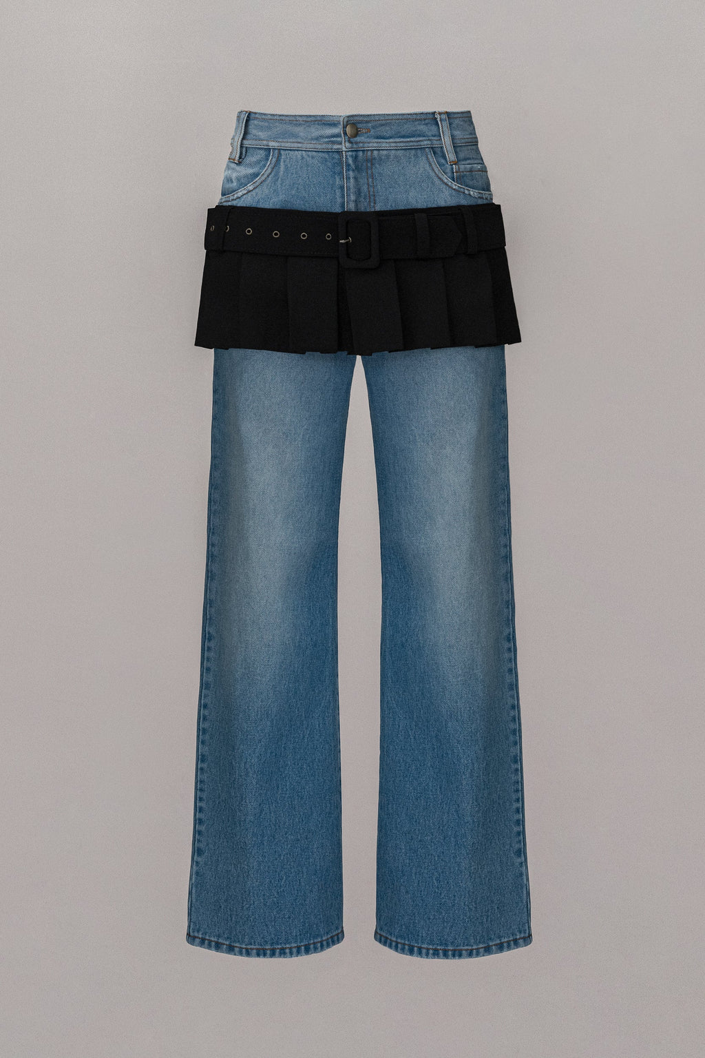 Illusion Layered Mini Skirt Jeans