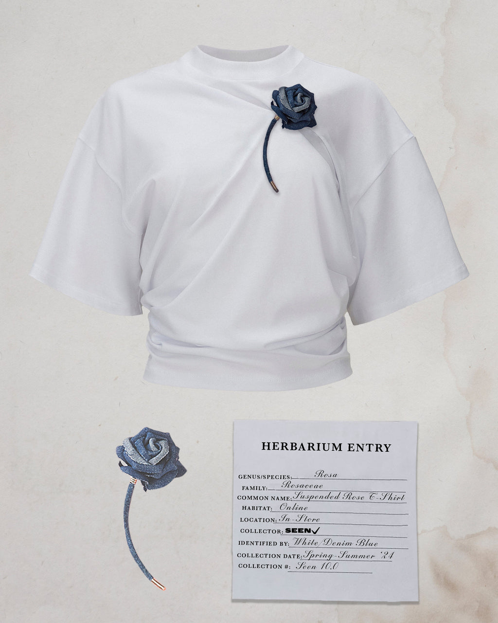 Suspended Rose Asymmetrical T-Shirt