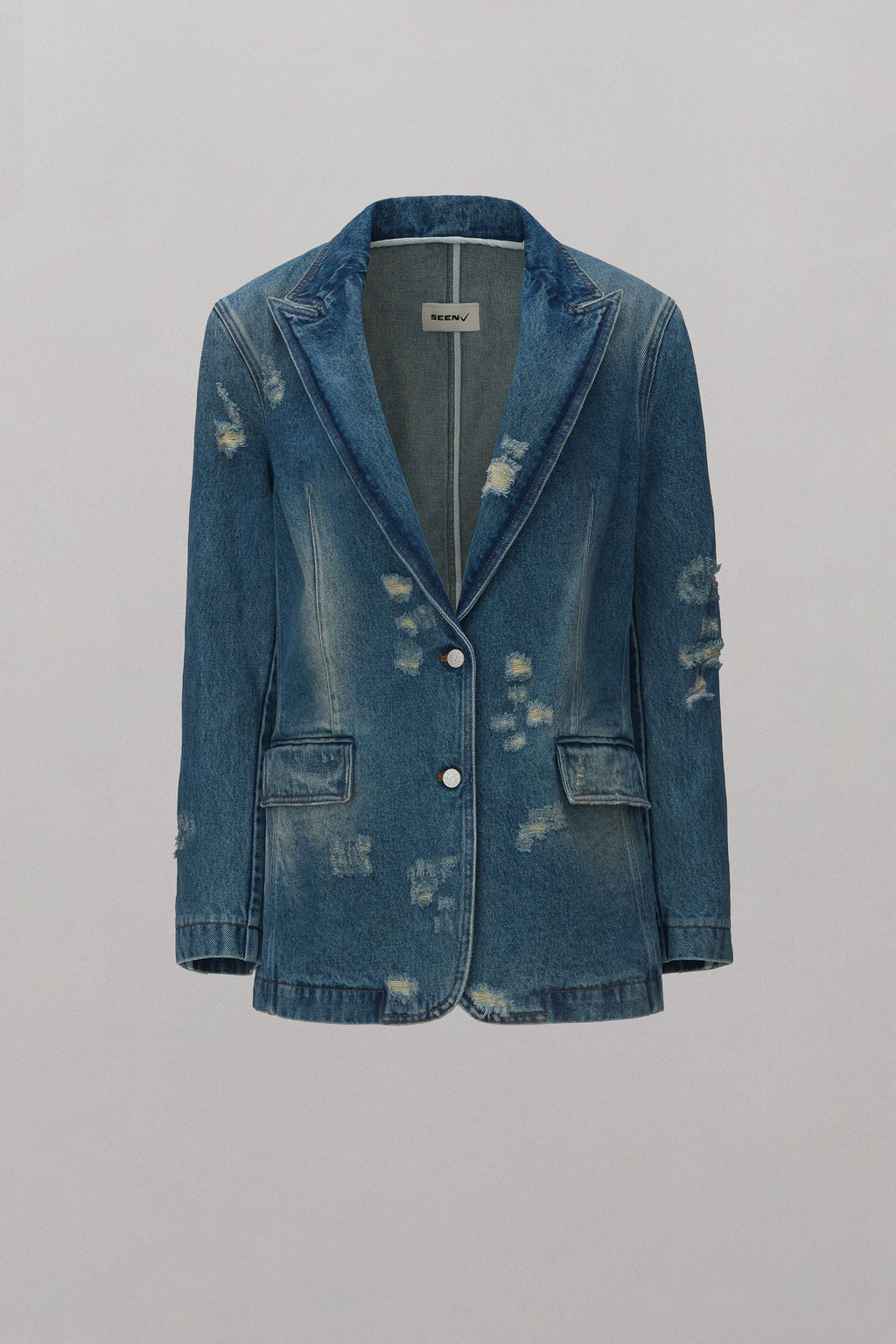 Silhouette Distressed Denim Blazer