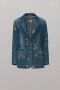 Silhouette Distressed Denim Blazer