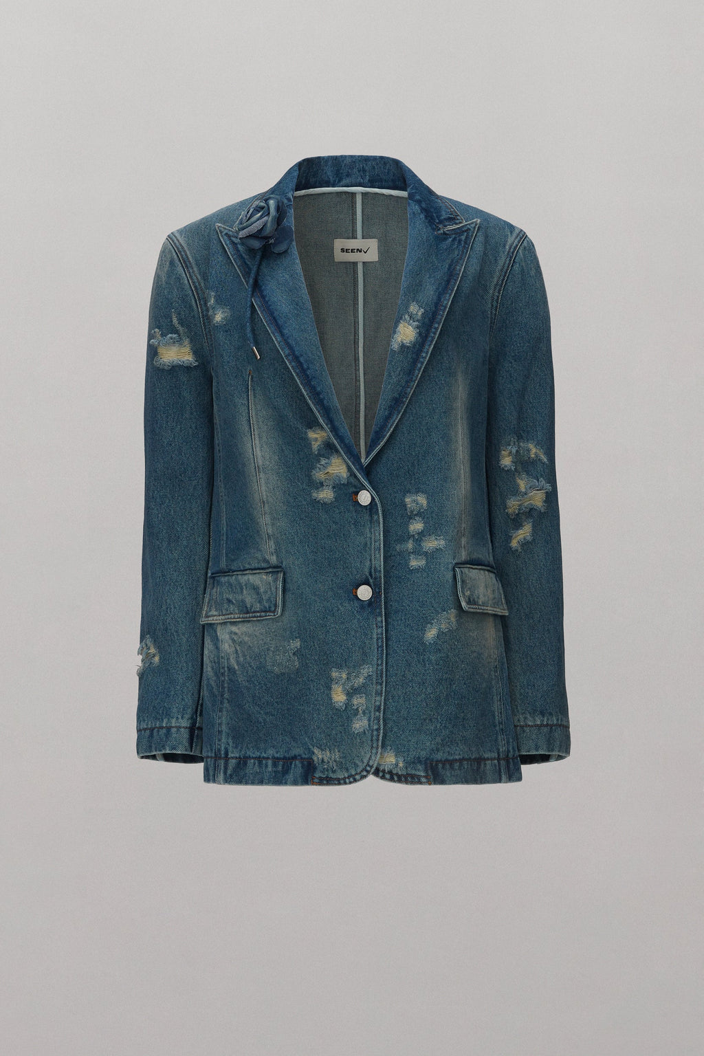 Chest Rose Denim Blazer