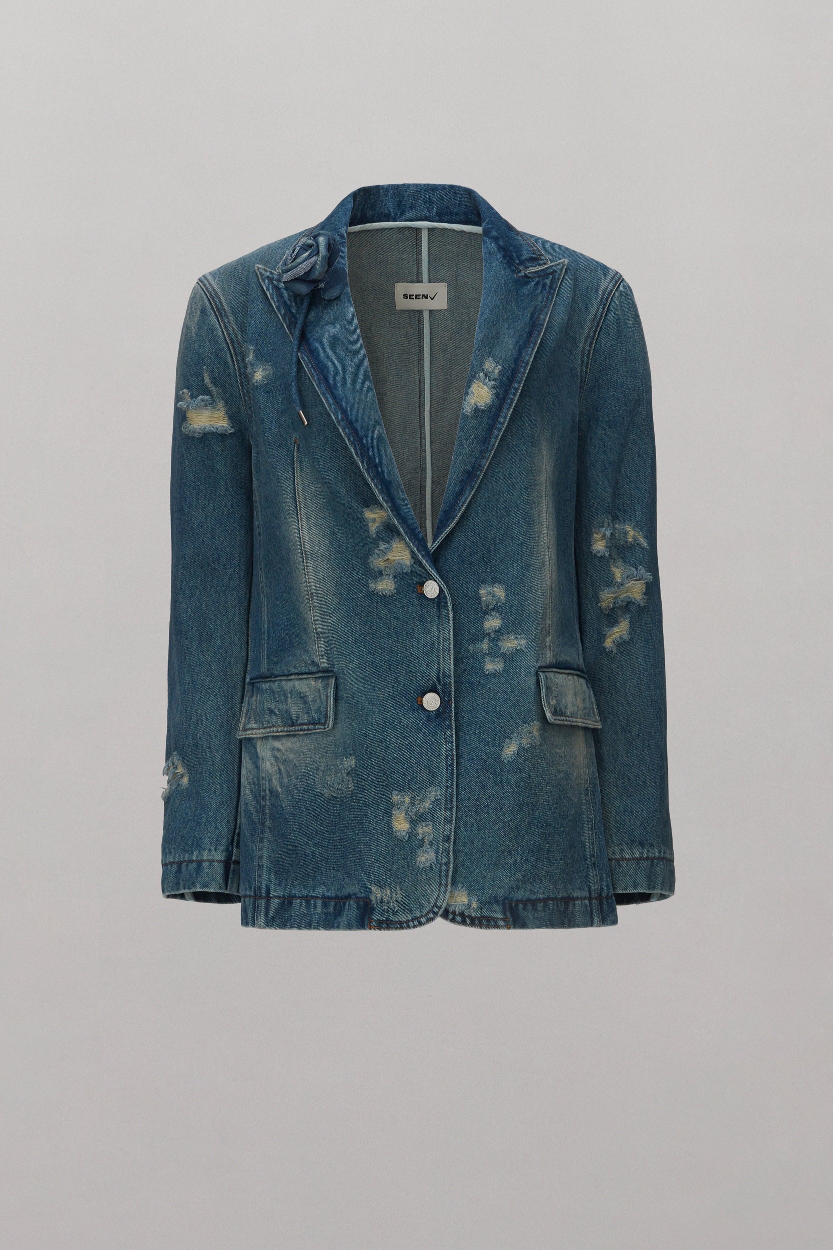 Chest Rose Denim Blazer