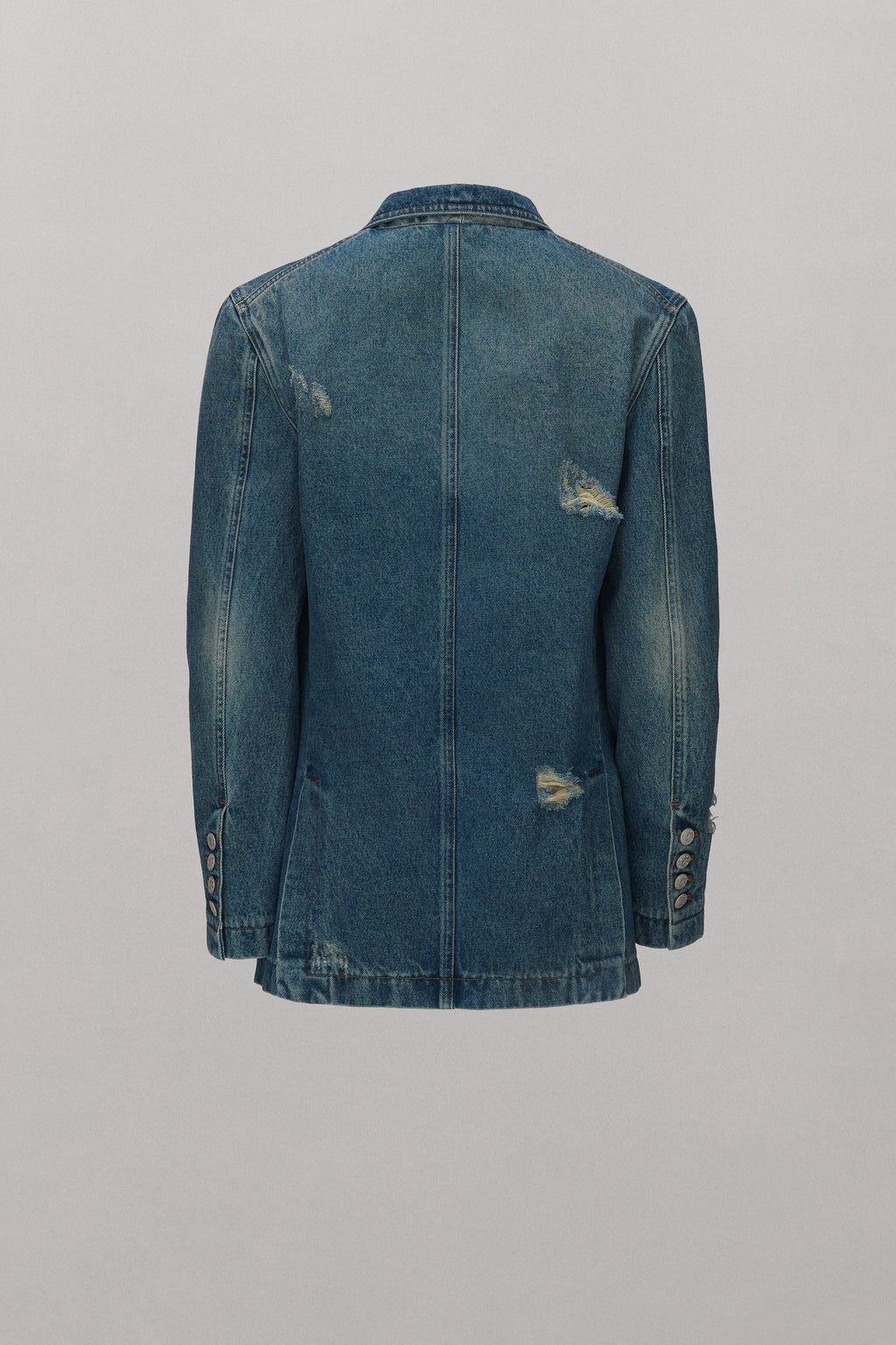 Silhouette Distressed Denim Blazer