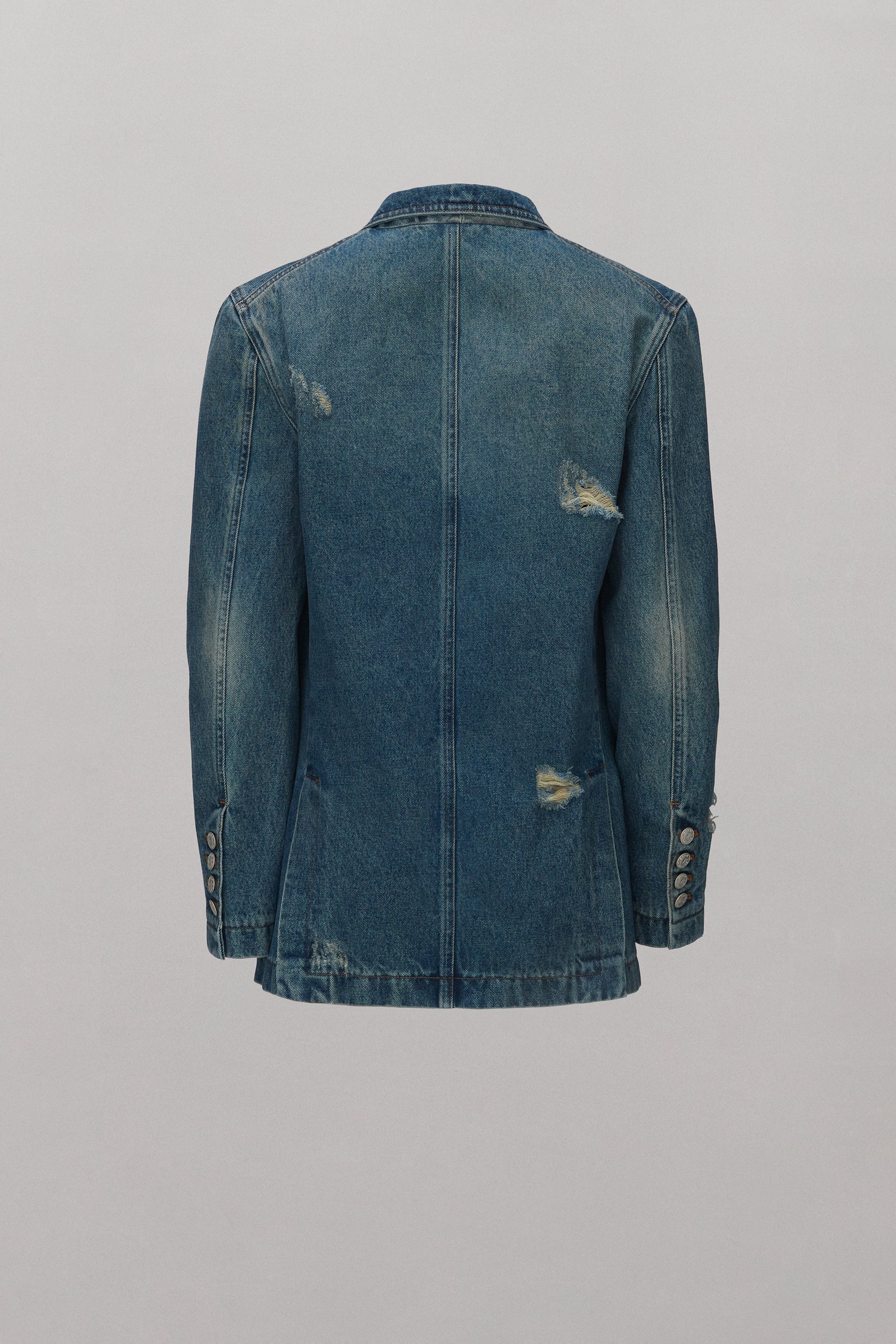 Silhouette Distressed Denim Blazer