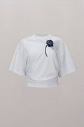 Suspended Rose Asymmetrical T-Shirt