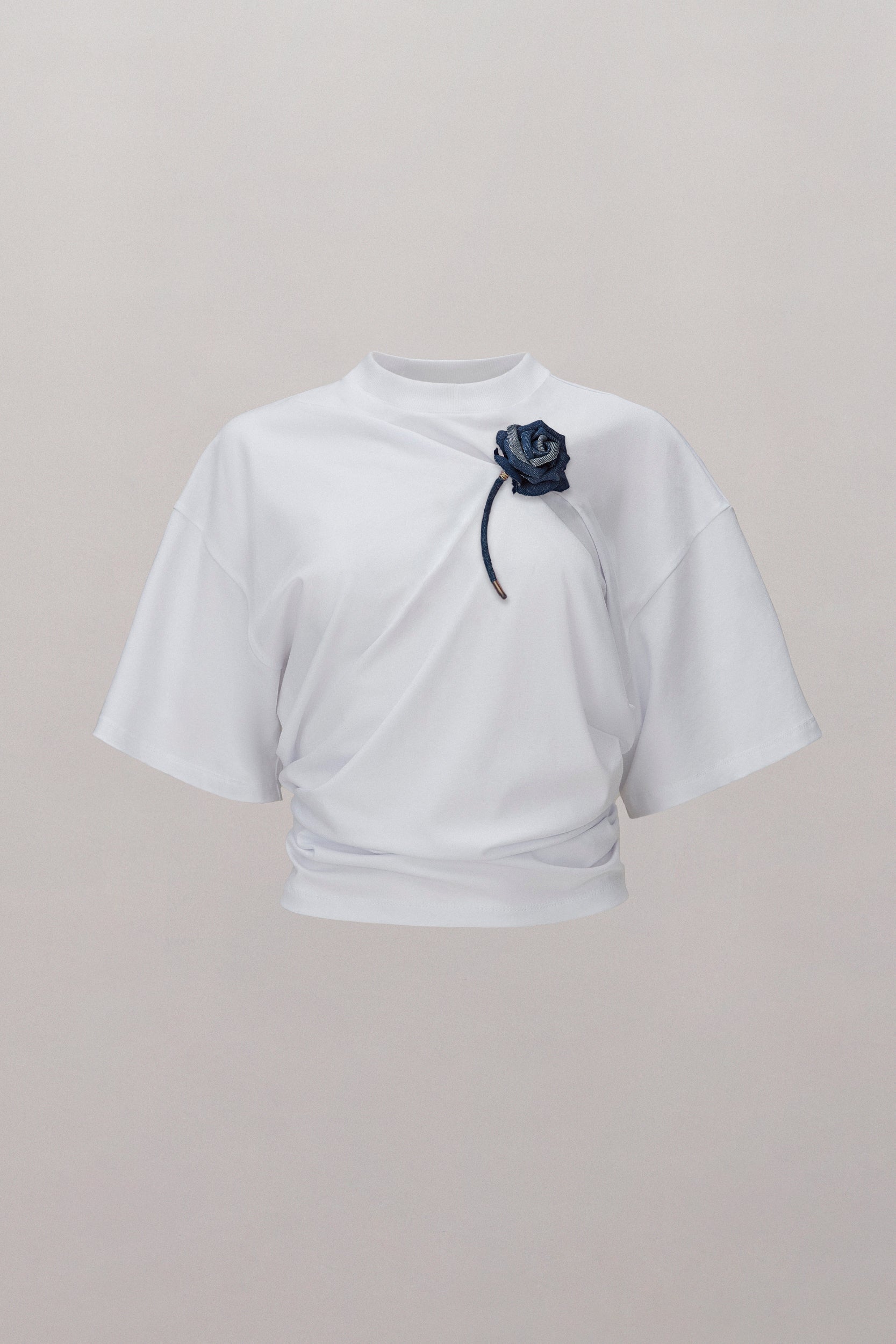 Suspended Rose Asymmetrical T-Shirt
